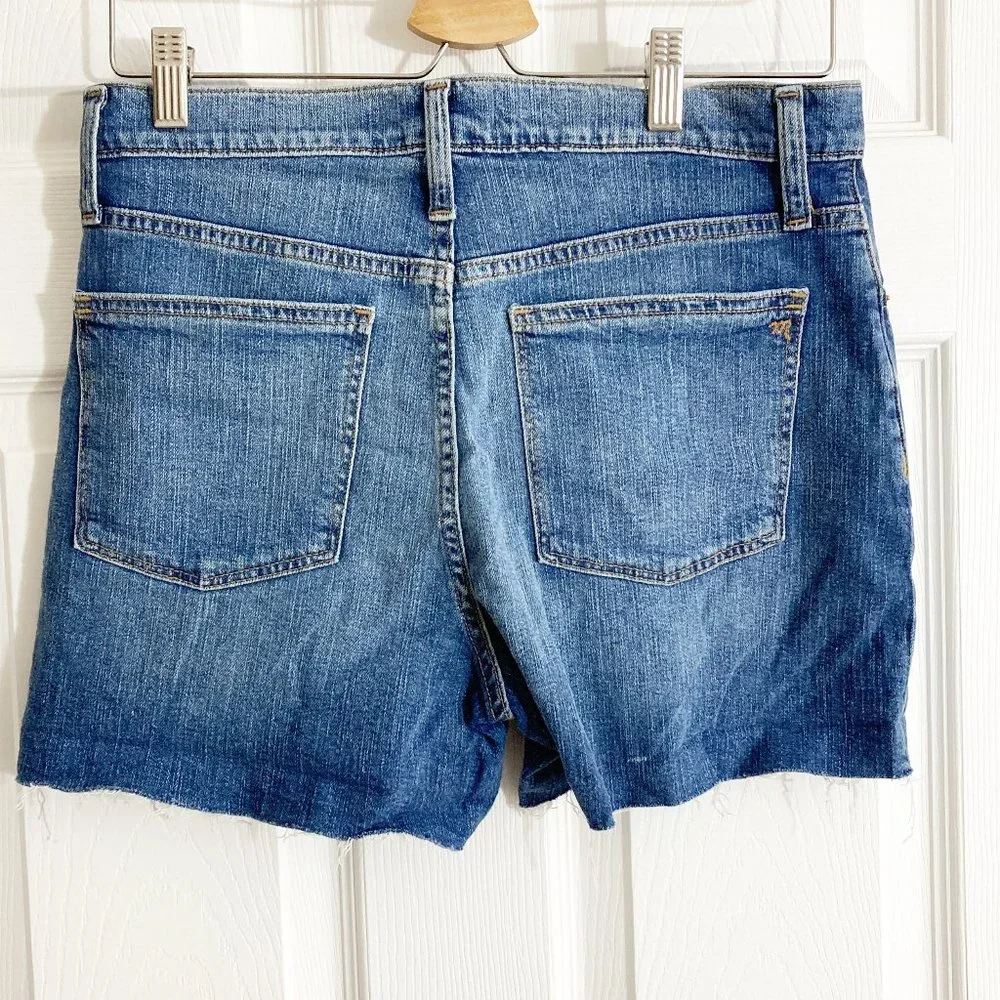 Madewell High Rise Denim Shorts Size 27 Medium Wash Distressed Raw Hem